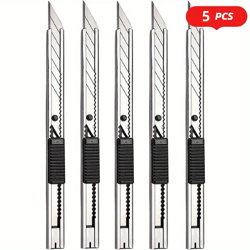 10-pack Professional Stainless Steel Lockable Utility Knives - 9mm Snap-off Blades, 30° Foil/craft Knife - Ideal for Wallpaper, Cartons, Graphic Arts & Diy Projects