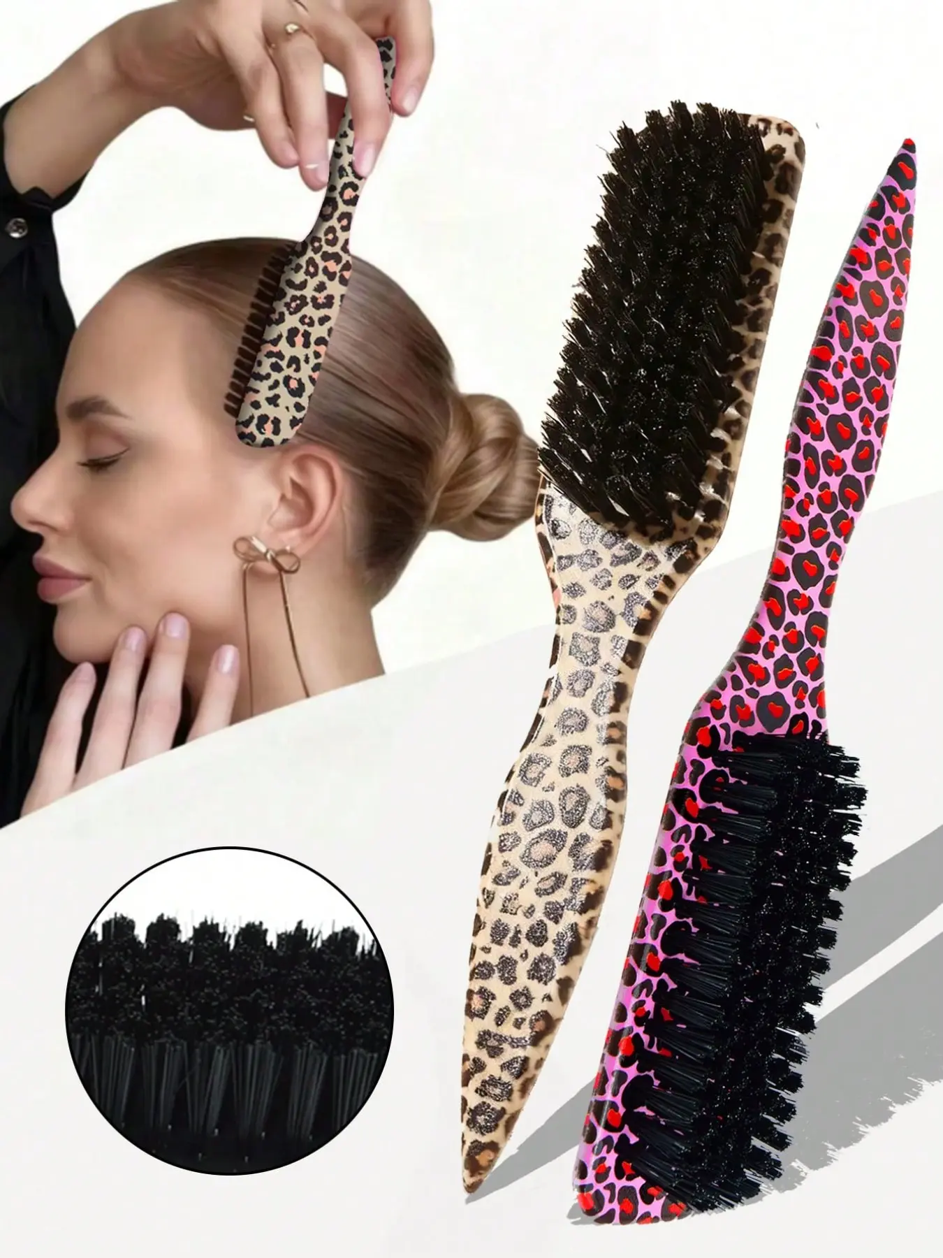 2-Piece Vintage Hair Wax Brush for Men and Women, Mustache Brush, Smooth Back Comb, Edge Control, Wide Tail Comb for Sectioning and Styling, Hair Brushes, Hair Styling Tools