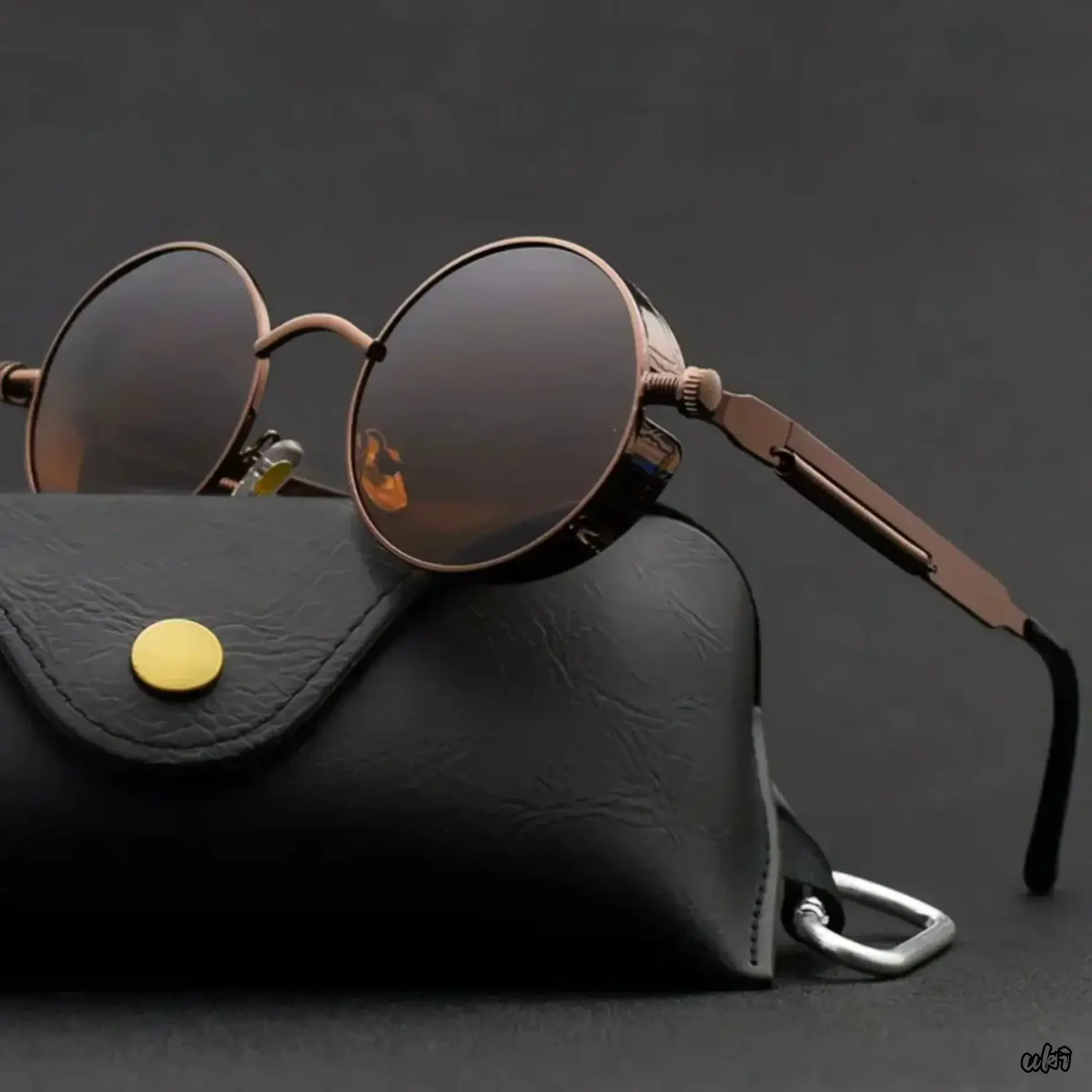 Steampunk Round Sunglasses, Vintage Silver Gray Metal Frame Unisex Fashion with UV400 Lenses for Daily Wear, Uv400 Lens, Black Gray, High-Quality Fashion Shades, Fashion Enthusiasts
