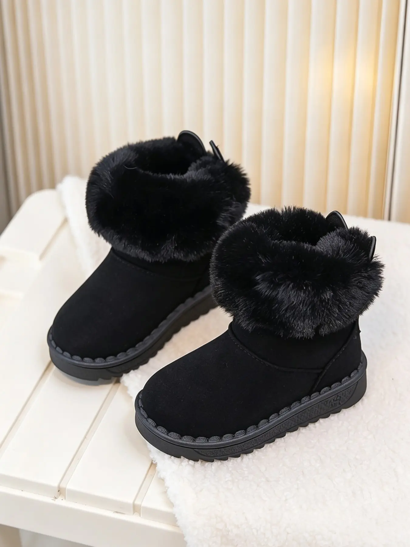 Snow Boots with Fur Lining, Thickened Warm Winter Shoes, Non-Slip Mid-Calf Cotton Boots, Fashion Boot for Boys and Girls