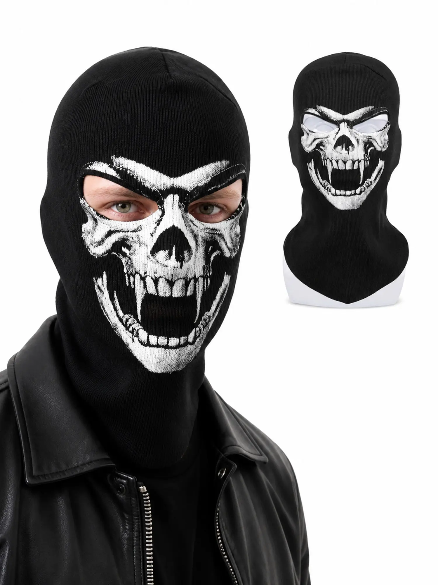 Ghost Skull Full Face Balaclava Hat, Windproof Warm Headgear for Motorcycle Riding, Motorcycle Mask, Ideal for Snowboarding Enthusiasts