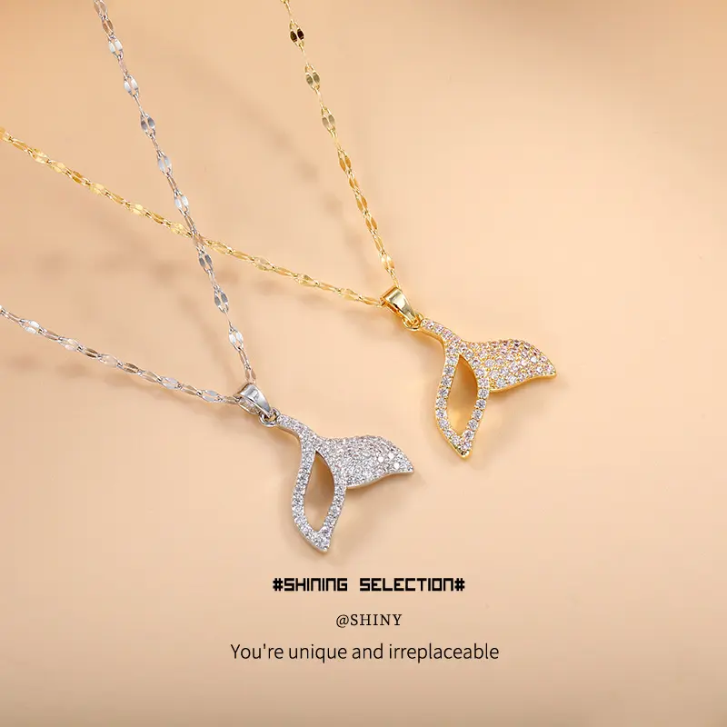 Women's Shining Goldfish Tail Moissanite Necklace - Copper Animal Pendant, Light Luxury Female Accessories, Unique Birthday Women's Gifts Jewelry, Womens Gifts, Unique Gift