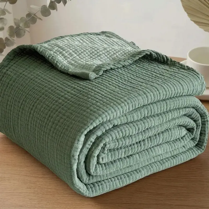 100% Cotton Muslin Throw Blanket - 4-Layer Gauze, Lightweight, Ultra Soft, Twin Size, Rustic Look, Breathable, Natural Wrinkles, All-Season Home Essential for Bed & Sofa, Holiday/Birthday Gift Option, Variety Colors, Do Not Use Bleach or Whitener, Bed & C