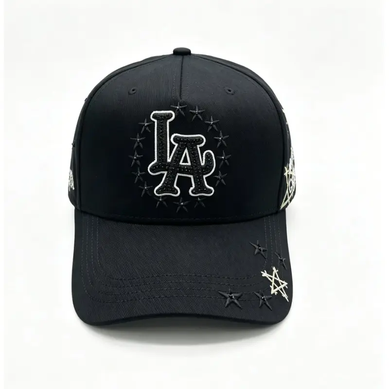 DANDY letter embroidered adjustable baseball cap Dandy Stars Black Snapback Hat – White Embroidered Street Cap
