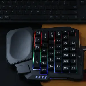Single Hand Keyboard Ultra-slim Mini One Handedly Keyboard Luminous Wired Gaming Mechanical Keyboard Smartphone