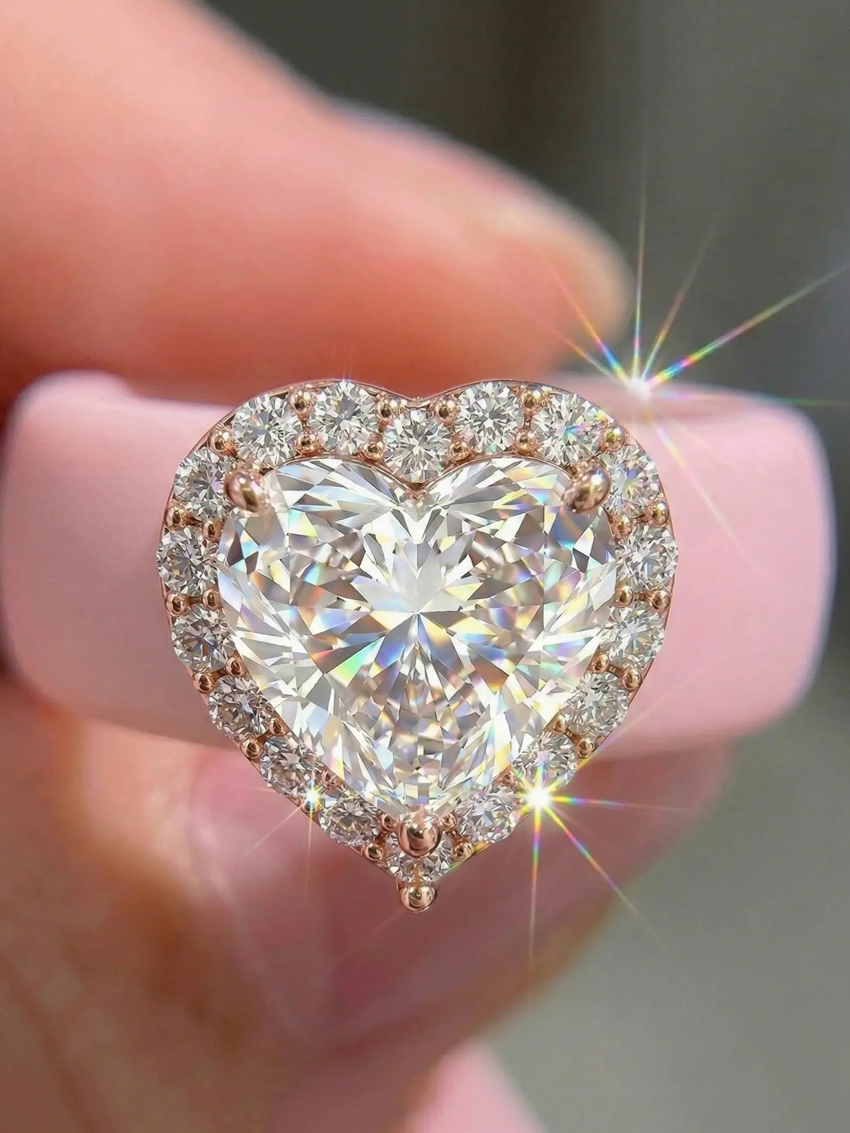 Women's Silicone Ring with Large Heart Rhinestones, Adjustable Elastic Band, Low Allergy Hypoallergenic Wedding Ring, Comfortable Fit, Sizes 5-10, Heart Shaped Ring, Rhinestone Decorated Ring
