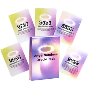 Angel Number Oracle Cards, Divination and Fortune-Telling Cards, Portable Size, Family Party Game, Ideal for Beginners, Birthday Parties