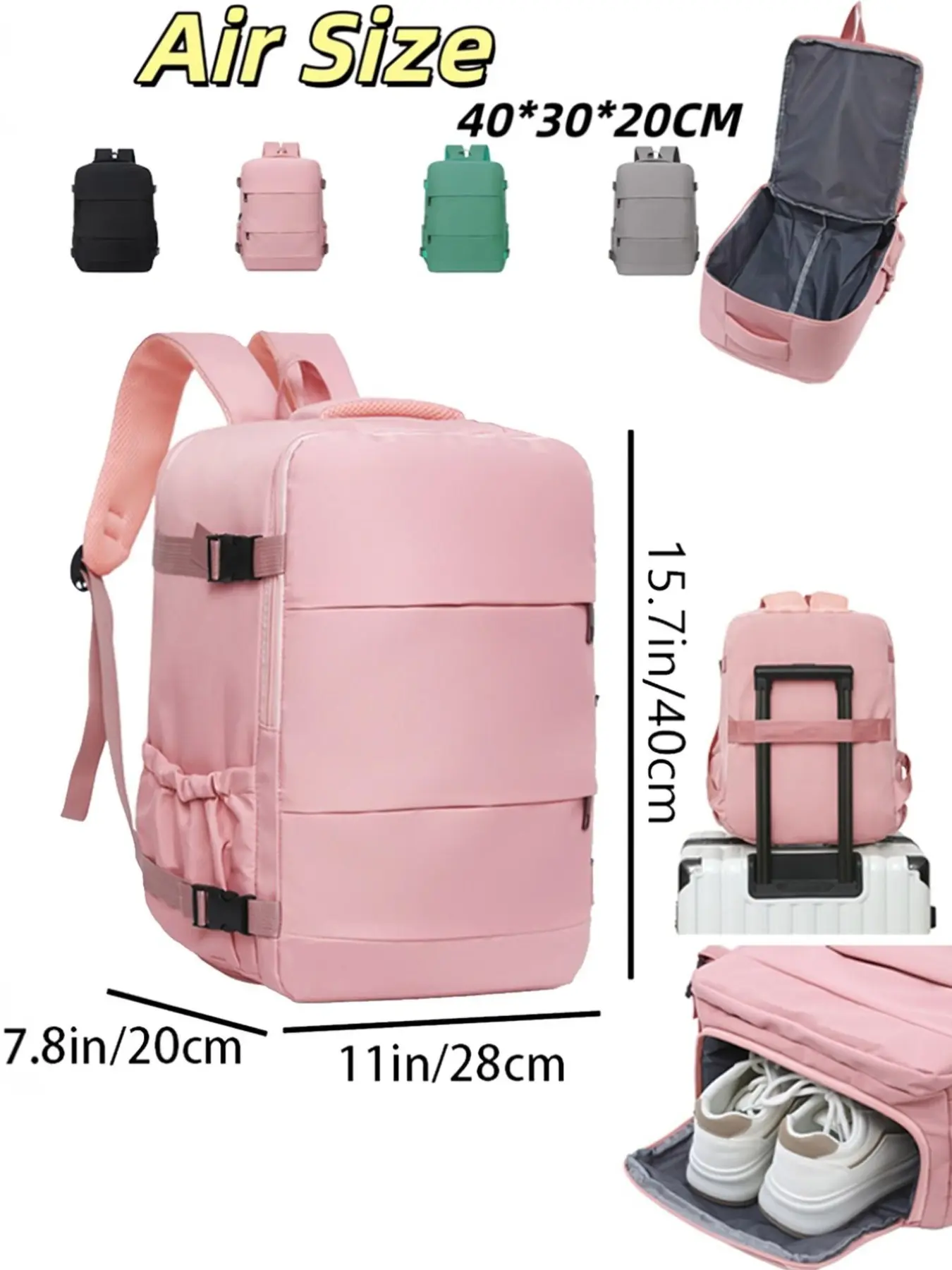 Extra-large capacity travel backpack, measuring 40x30x20cm (Tui Airways approved), compatible with 35.56cm laptops, can be placed under a seat, and suitable for carry-on luggage from Ryanair, EasyJet, and WizzAir, Backpack For Traveling On Airplane