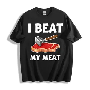 Casual Style Unisex T-Shirt I Beat My Meat With Meat Tenderizer And Steak Graphic Summer Wear For Foodies And Grill Enthusiasts Perfect Gift For Meat Lovers And Cooking Fans