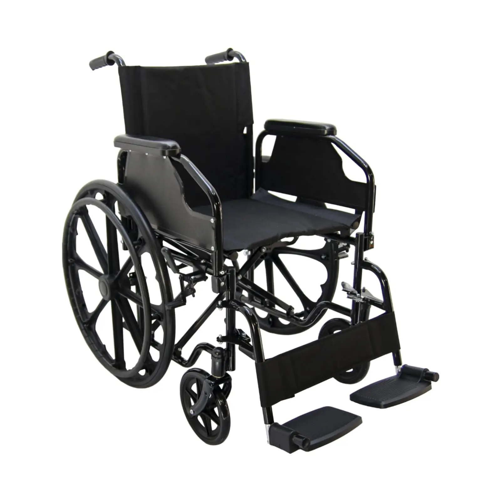 Heavy-Duty Folding Wheelchair for Adults – 300 lbs Capacity – Steel Frame – Flip-Back Padded Armrests – Swing-Away Detachable Footrests – Dual Locking Handbrakes – 18″ Wide Seat – Transport Chair, Mobility Aid, Lightweight