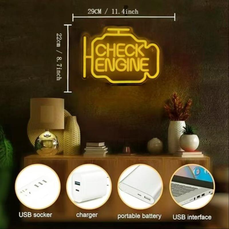 LED Neon Engine Shaped Decorative Light, Neon Sign, Neon Accent Lights for Indoor Decor, USB Powered and Dimmable, Perfect for Parties and Events