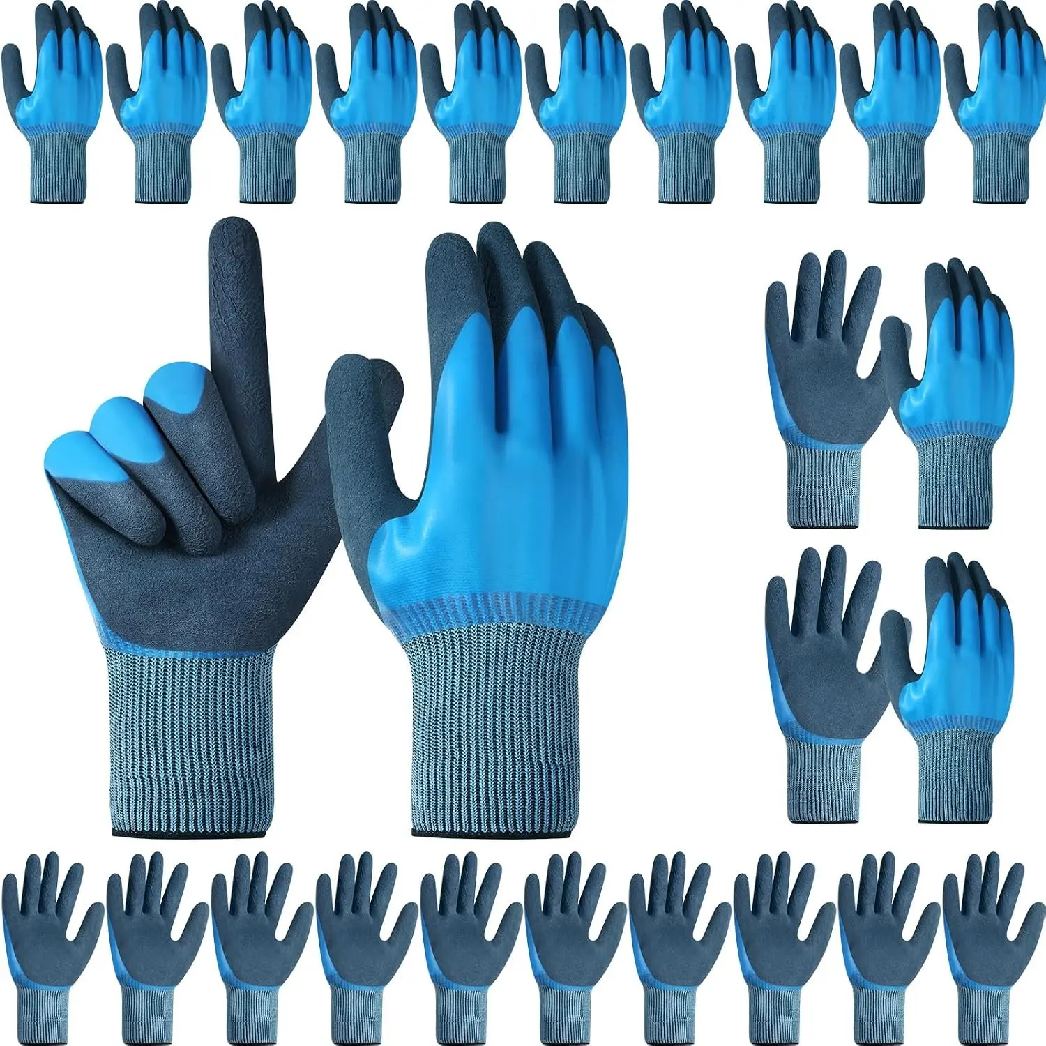 12 Pairs Waterproof Work Gloves for Men and Women Gardening Glove Liquid Proof Double Coated Working Glove Mitten