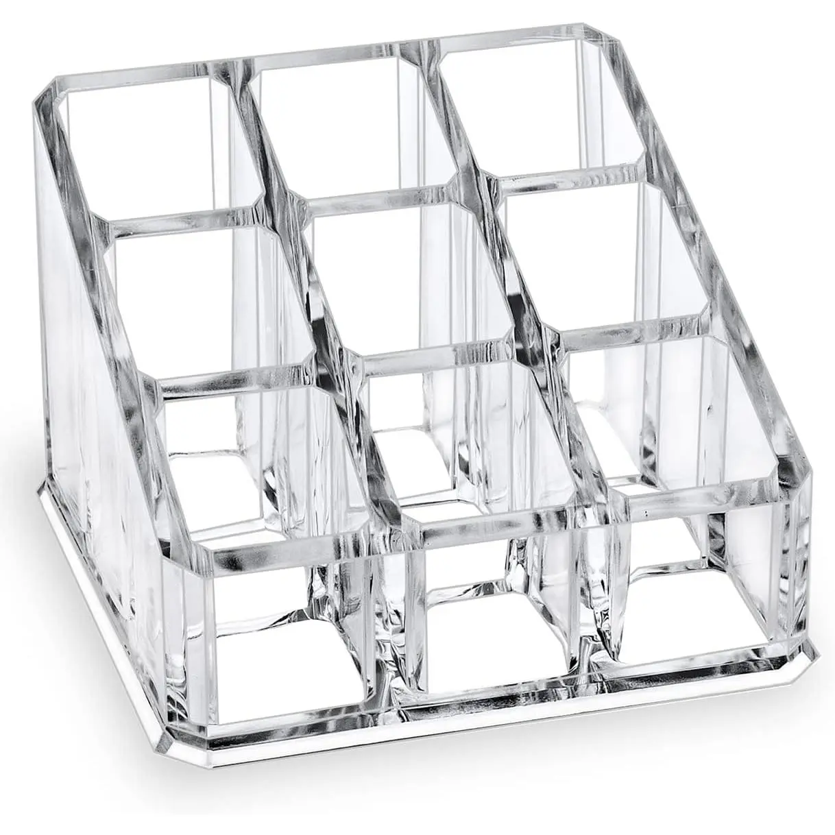 Lipstick Lip Gloss Organizer,Small Clear Acrylic Compact Essential Oil Rollerball Perfume Holder with 9 Slots