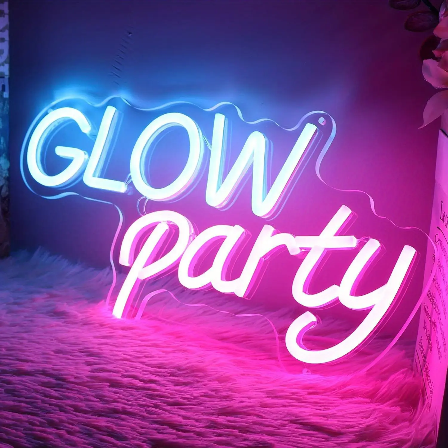 1PC Glow Party neon sign, USB power supply, easy to use, adjustable brightness, simple button switch, suitable for bedroom, living room, party decoration, bar, home decoration
