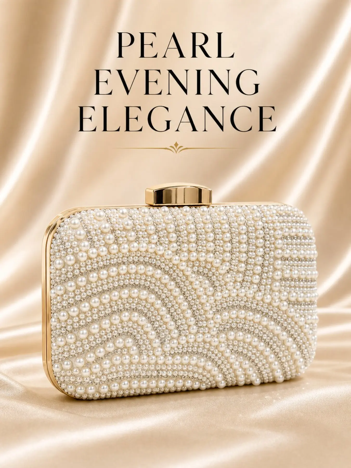 Elegant Pearl Evening Bag, Noble Lady Style, Rhinestone Embellished Handbag, Crossbody for Weddings and Parties, All-Season Accessory