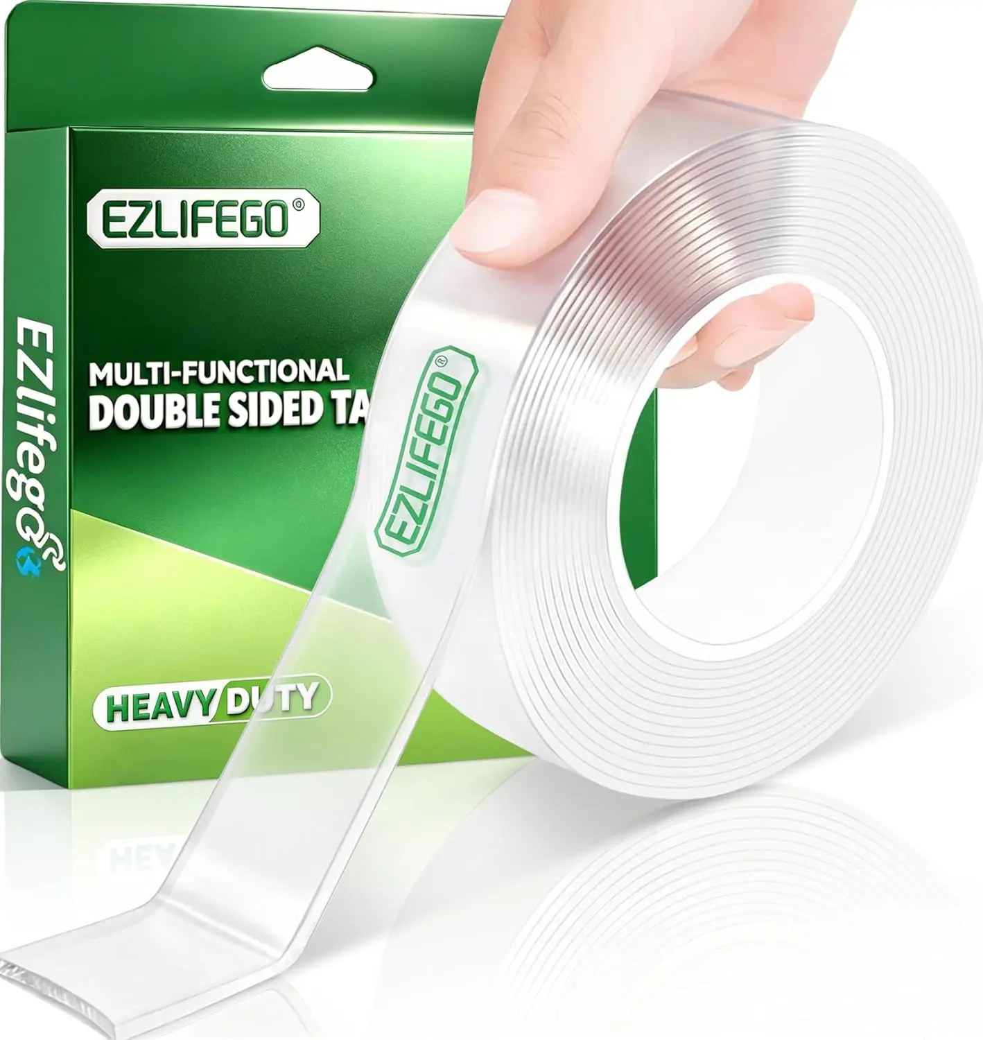 Industrial-Strength Acrylic Gel Mounting Tape, 2-Way Invisible Bond Nano-Tech Adhesive, 9.85 ft Length, 72 lbs Holding Capacity, for DIY Users, Indoor Decor & Smooth Surface Mounting