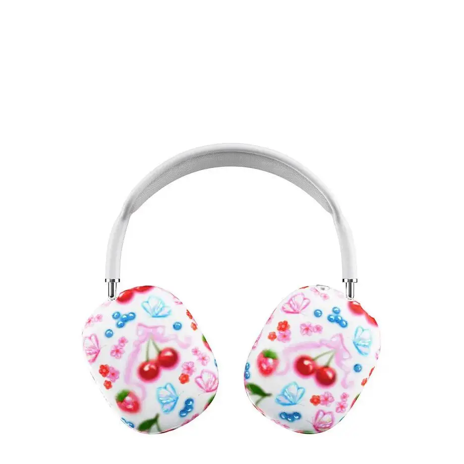 Limited Edition Wildflower Sweet Cherries AirPods Max Headset Cover - Multicolor Fruit Design Headphones Accessory, Polyurethane, Shockproof, Durable, Lightweight, Scratch Resistant, Over Ear Accessories, 3.5in x 4.25in, Handmade Reliable Protection, 3.5