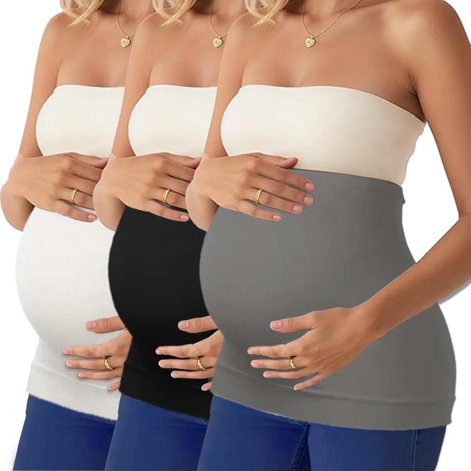 3 Pack Womens Maternity Belly Band for Pregnancy Shirts Extenders Pregnancy Support Seamless Belly Belt Bands