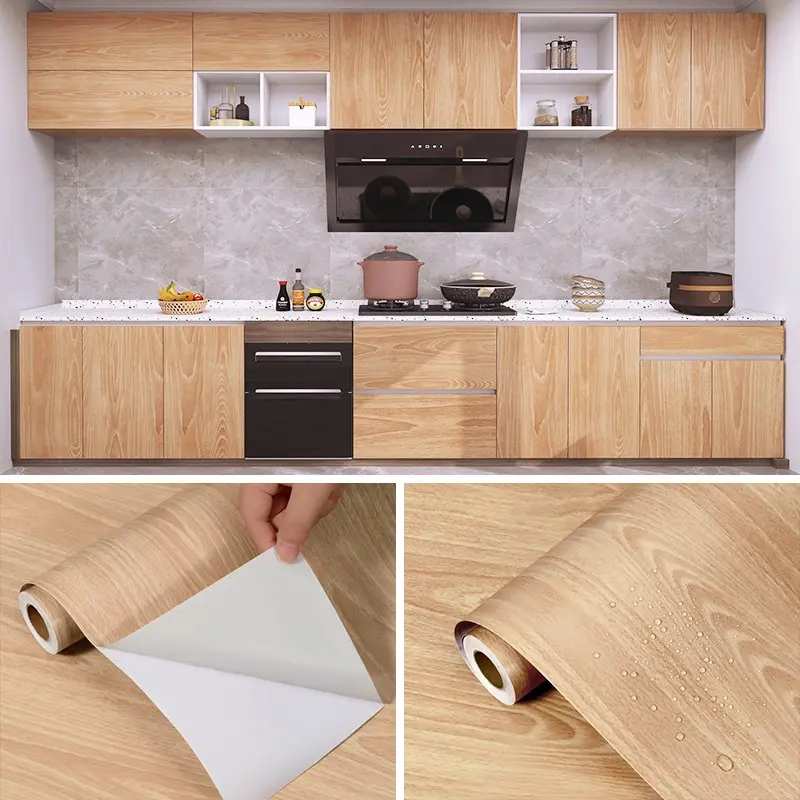 Maple Wood Grain Wallpaper, Peel and Stick Contact Paper,Removable Self Adhesive Vinyl Film for Interior Wall, Kitchen, Tables, Doors, Cabinets, Closets,Cupboards,Kitchen Wallpaper