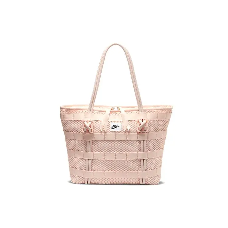 Nike Air Tote Bag for Women – Woven Polyester Logo-Emblazoned Shoulder Handbag in Coral Pink