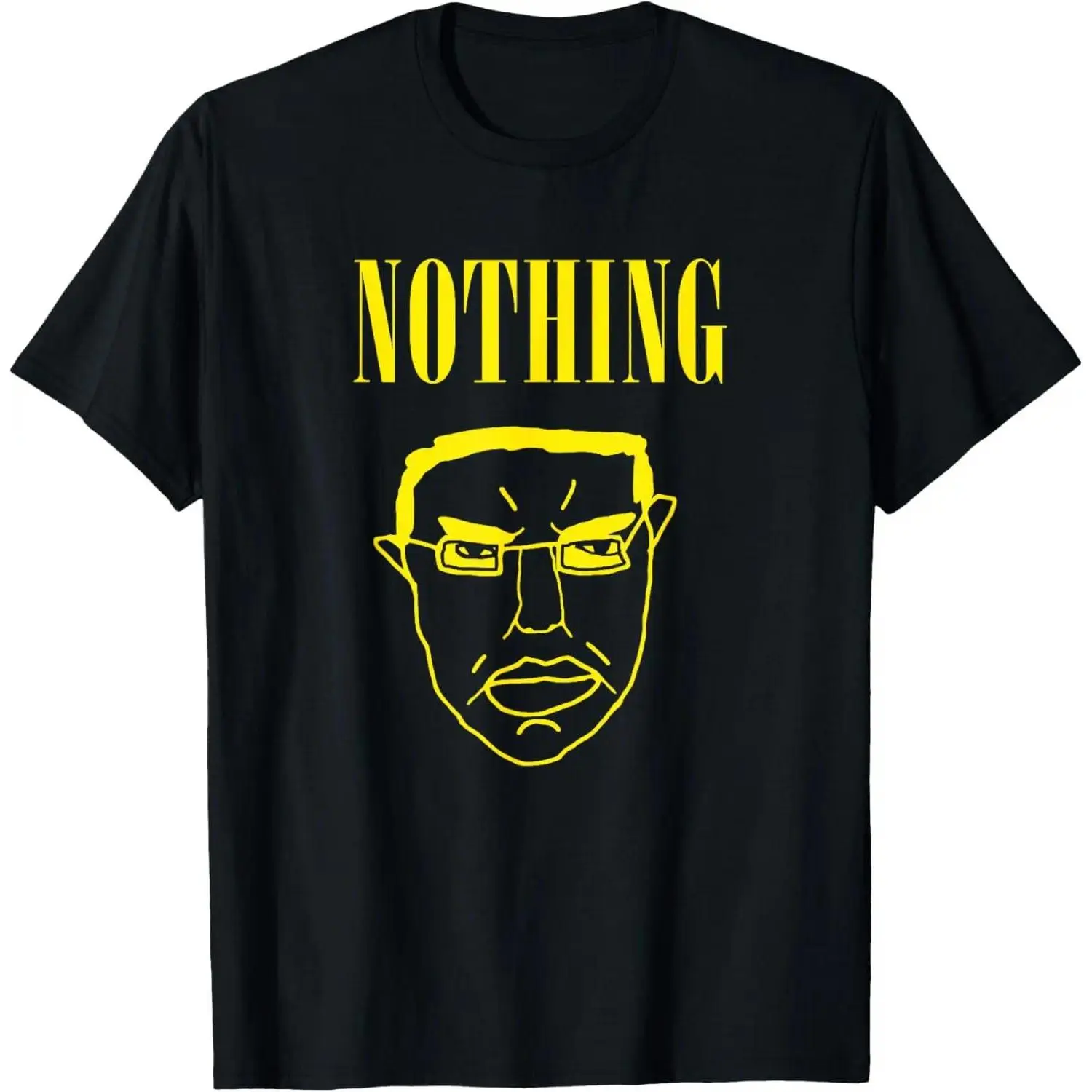 Men's Casual Classic Short-Sleeve Round Neck Menswear 'Nothing Ever Happens' Chud Wojak Meme All-Over Print T-Shirt, 100% Cotton Soft Regular Fit Machine-Washable Top