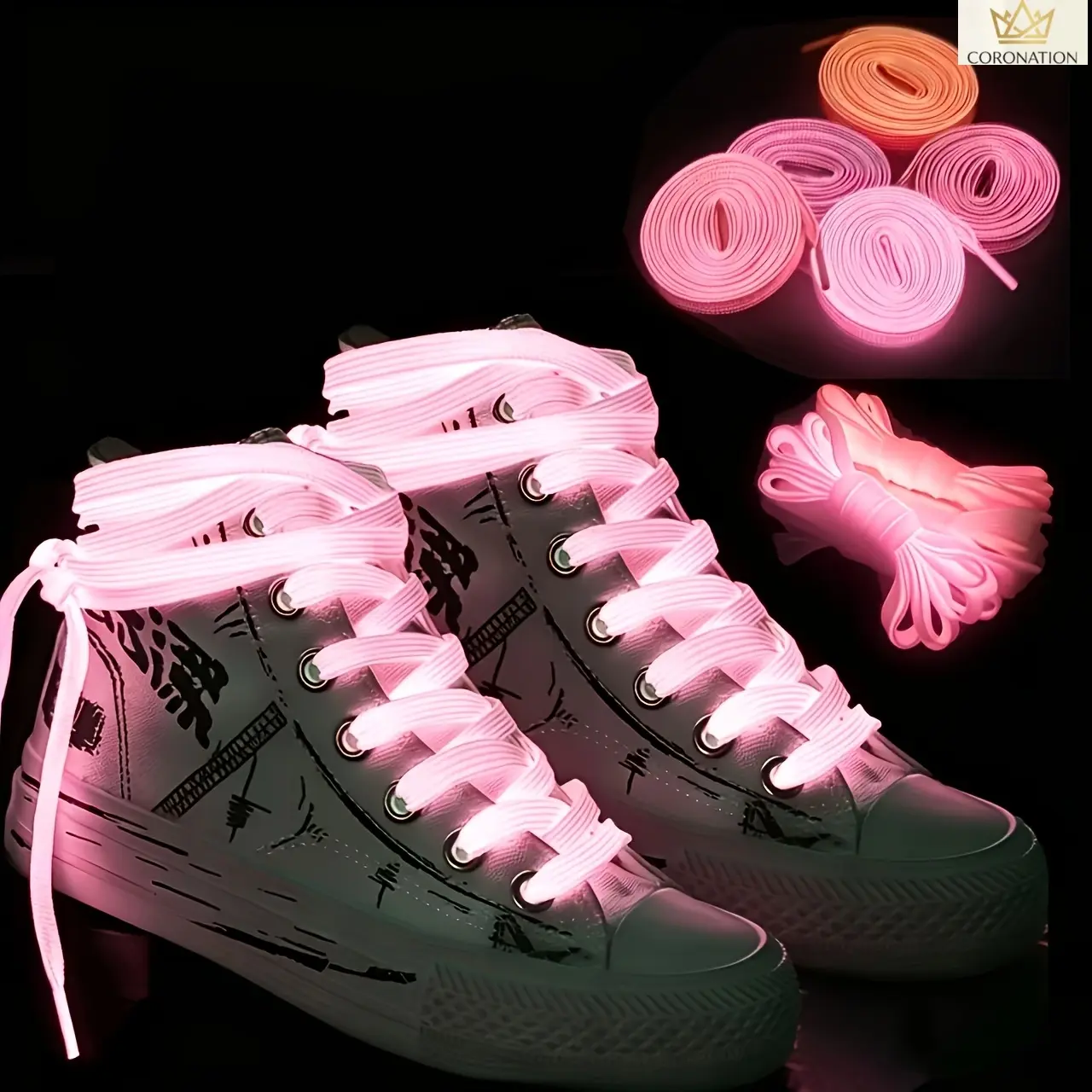 6 Pairs Glow Reflective Shoelaces, Trendy Colorful Shoe Laces for Sneakers, Aesthetic Neon Style Lace Accessories with Mixed Colors, Lightweight Durable No-Tie Design for Sports, Streetwear, Party Outfits & Daily Casual Wear