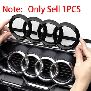 1Pcs 4 Rings ABS Audi Logo Black/Silver Car Front Hood Emblem Bonnet Grille Rear Trunk Badge For Audi Sline A3 A4 B5 B6 B7 B8 B9 8P 8V A5 A6 C6 C7 A7 TT Q3 Q5 Q7 Q8 S3 S4 S5 S6 RS3 RS4 RS5 RS6 Auto Accessories Decal Sticker For Cars Automotive Decals