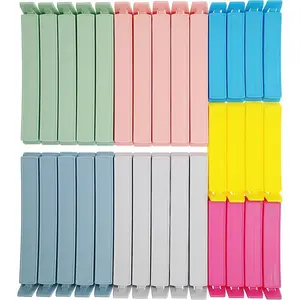 32 count Plastic Chip Clips for Food countages, Curved Design Sealing Bag Clips for Food, Kitchen and Home, Large Size(4.3in x20, 3.1in x10)