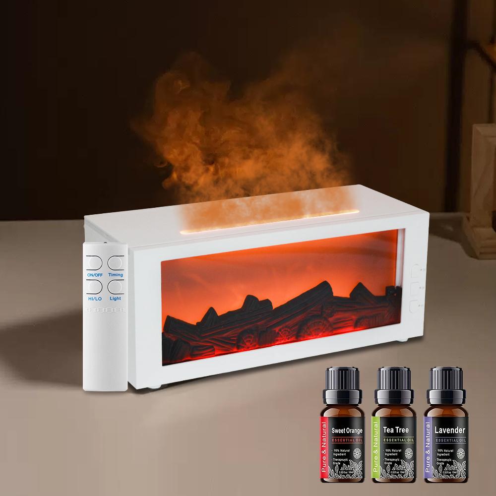 Fireplace Essential Oil Diffuser with Remote Includes 3 Oils for a Cozy Home Perfect Gift Idea with Sweet Orange Tea Tree & Lavender