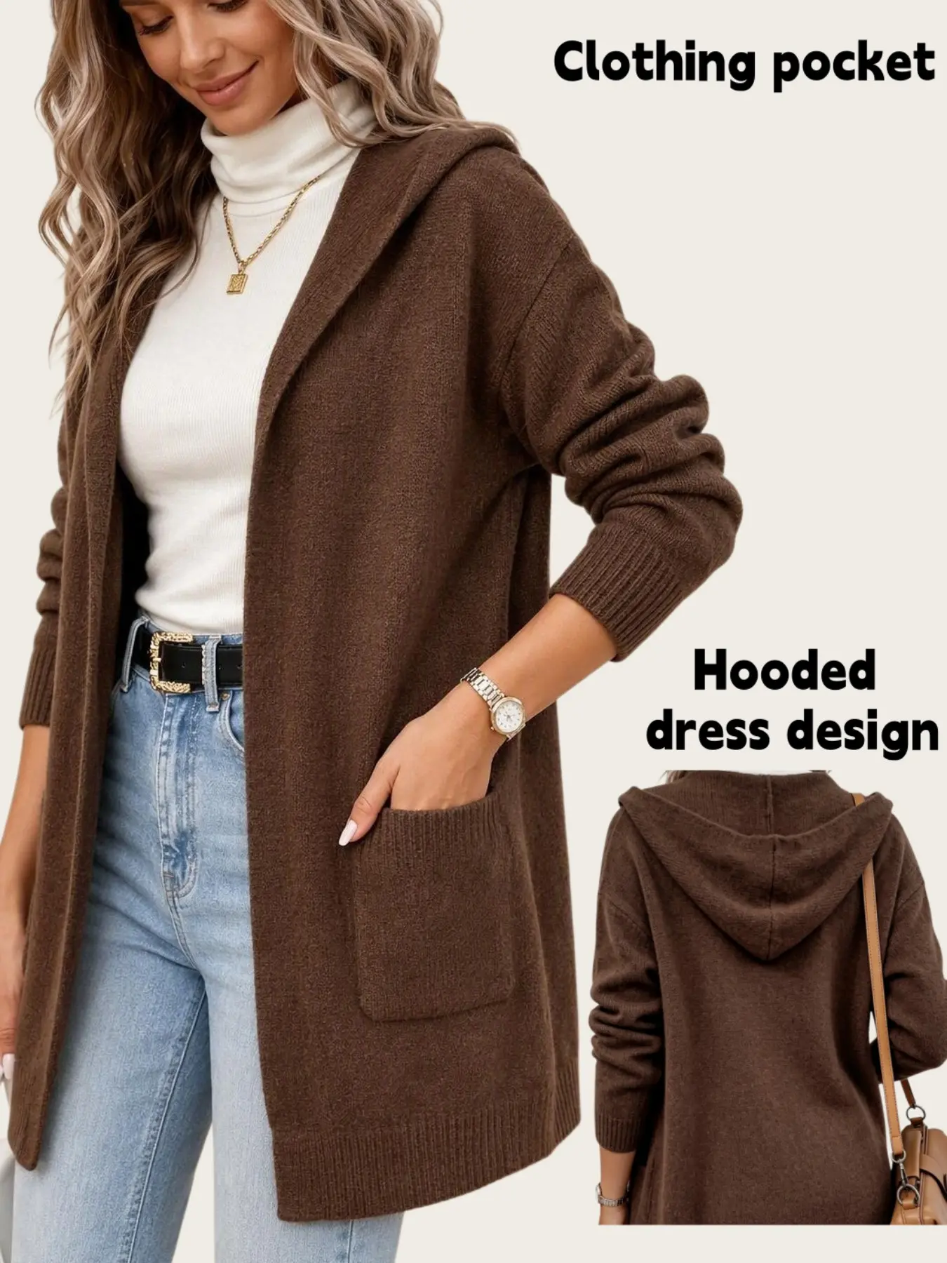 Women's Long Cardigan Coat, Loose-Fit Knitted Vest with Pockets, Casual Fall & Winter Outerwear, Soft and Warm Daily Wear