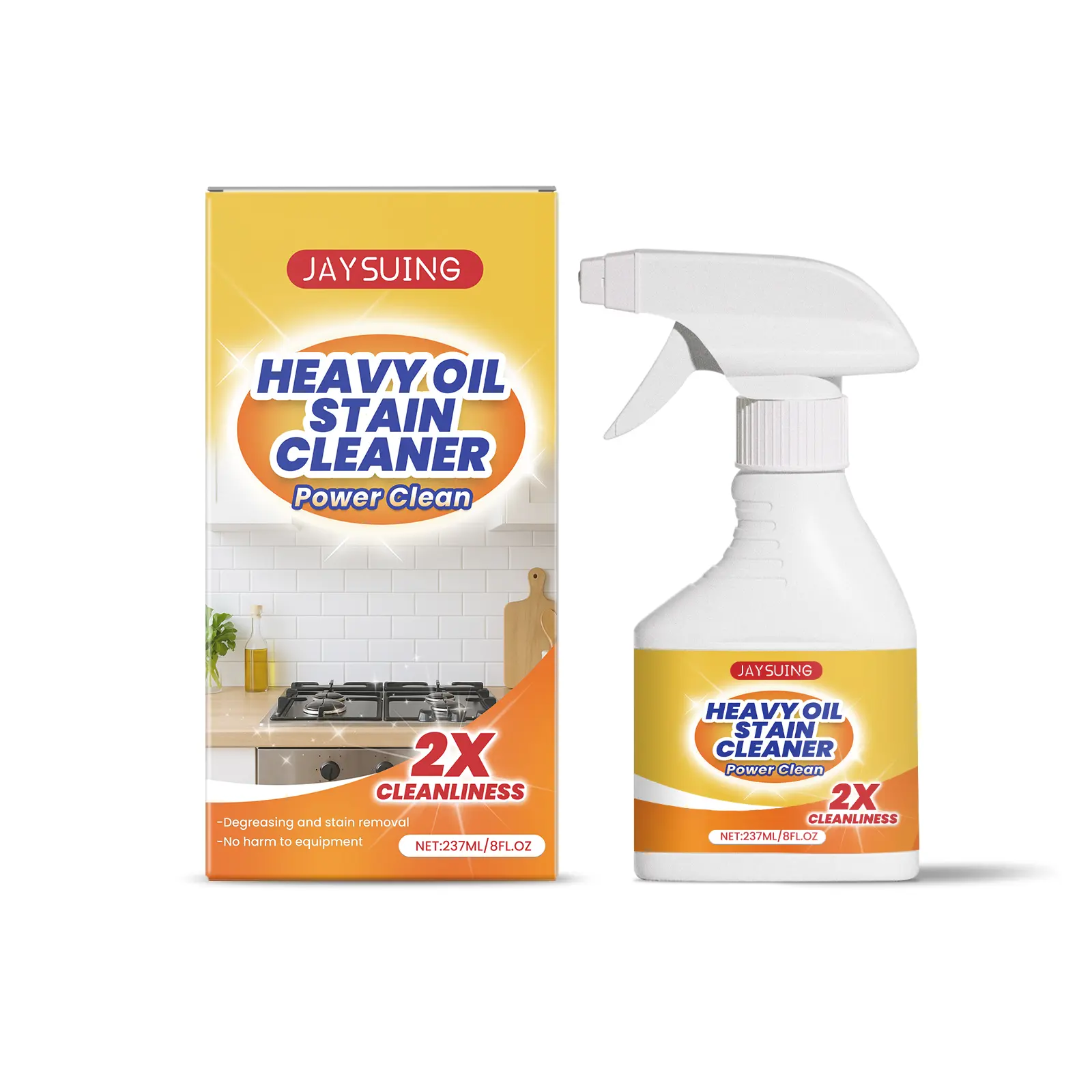Jaysuing Heavy-Duty Kitchen Grease Spray Cleaner - Heavy Oil Stain Cleaner for Stove Hood Degreasing, Household Cleaning Solution