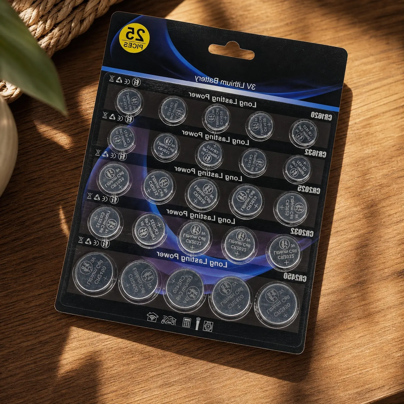 25-Pack 3V Lithium Coin Button Battery Assortment CR1620 CR1632 CR2025 CR2032 CR2450 for Car Key Fob, Sensors, Scales, Candles, Watches, Toy Remotes and MoreGift