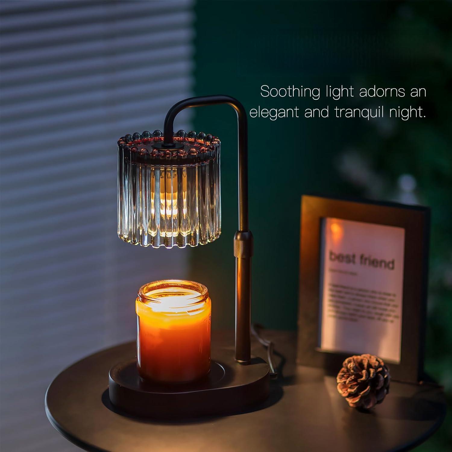 Candle Warmer Lamp with Timer: Candle Warming Lamp with 2 Bulbs Height Adjustable Wax Melt Dimmable Home Decor Birthday Day Gift for Women Ornaments
