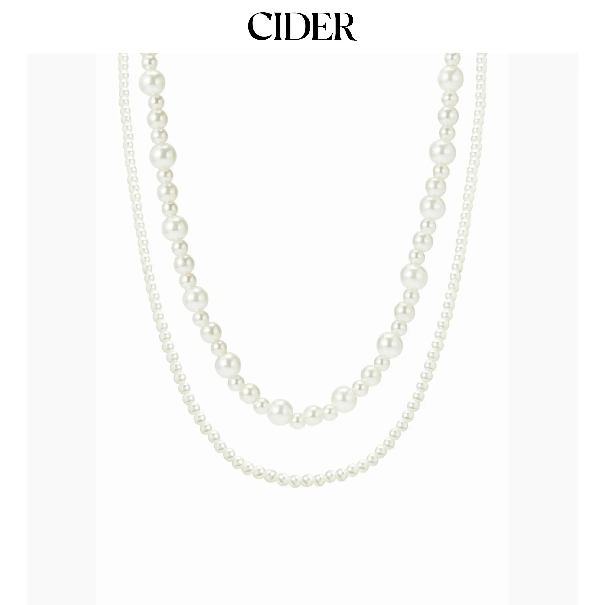 Cider DOUBLE LAYERED FAUX PEARL BEADED NECKLACE
