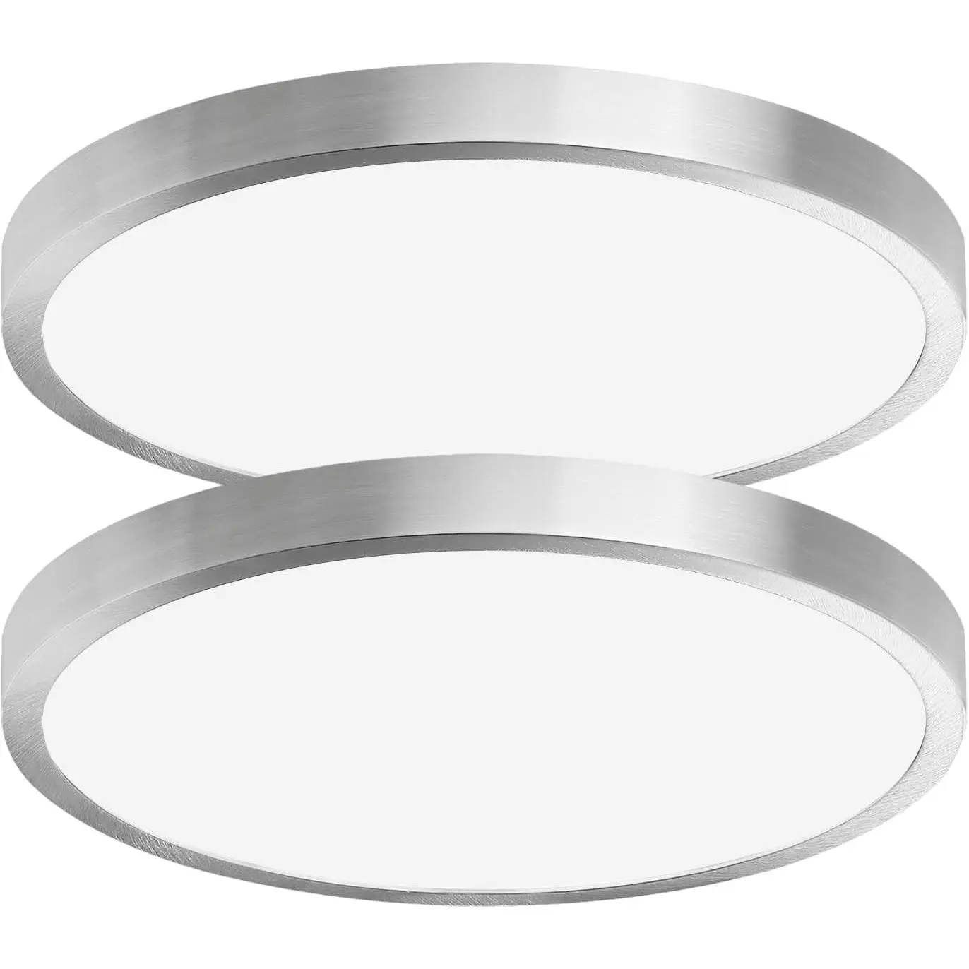 Dimmable 12 Inch LED Flush Mount Ceiling Light Fixture, 2 Pack 24W 2600LM Super Slim, 3CCT Selectable 3000K/4000K/5000K, Low Profile Light for Kitchen Bedroom Hallway Living Room, Brushed Nickel
