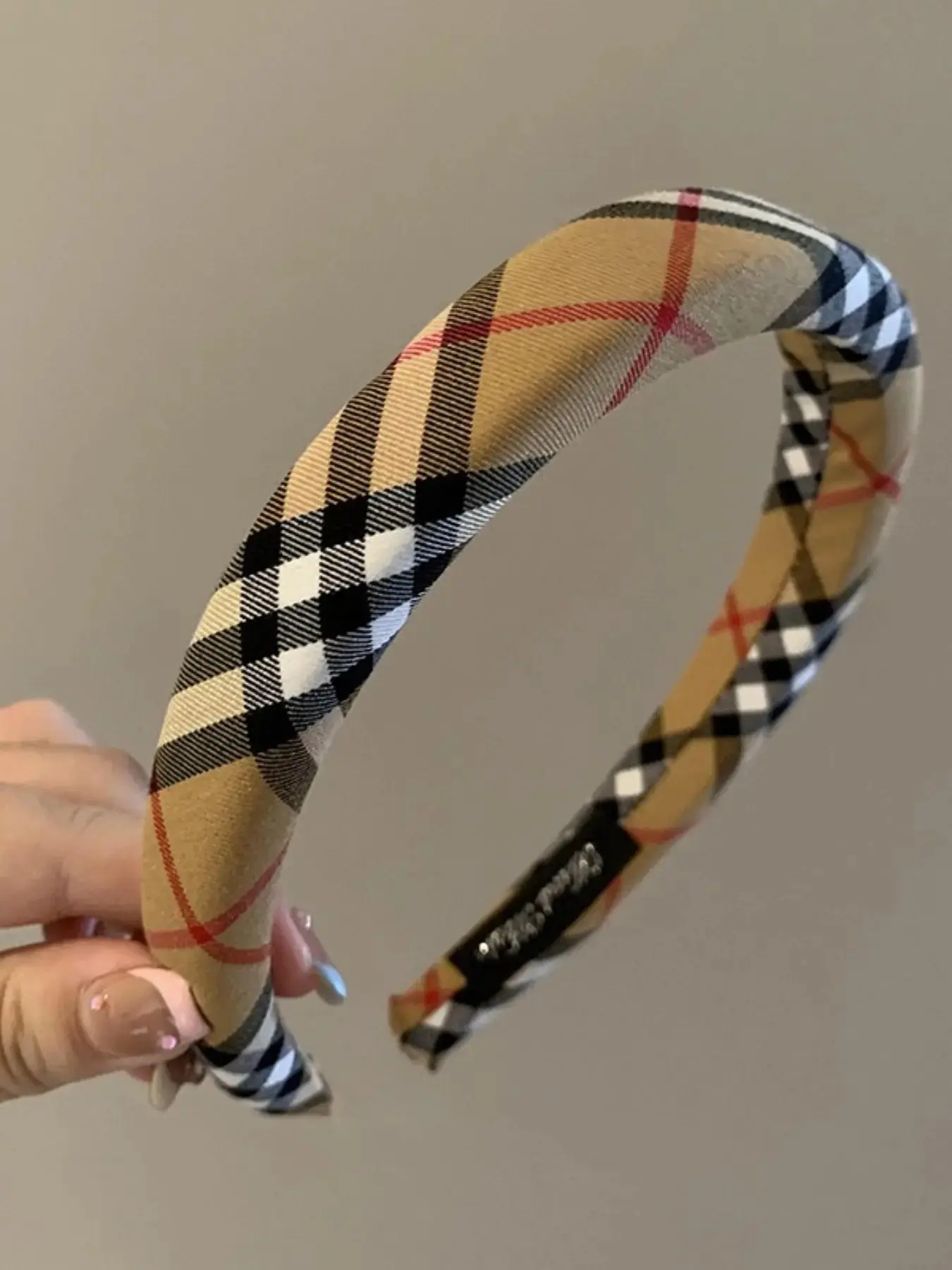 British Style Plaid Hair Accessories, Thickened Sponge Headbands, Classic Grid Fabric, Chic Daily Hairbands