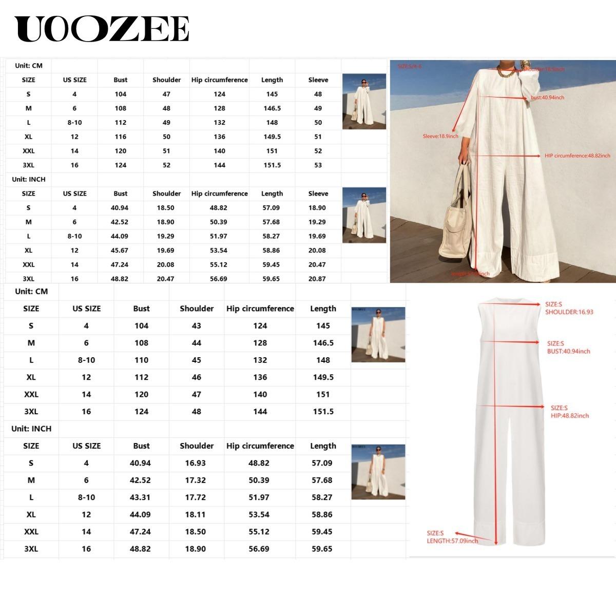 UOOZEE Women's Solid Color, Multicolor Sleeveless Wide Leg Jumpsuit with Pockets - Casual Loose Fit Overall Cotton Blend Minimalist Style Springtok Womenswear