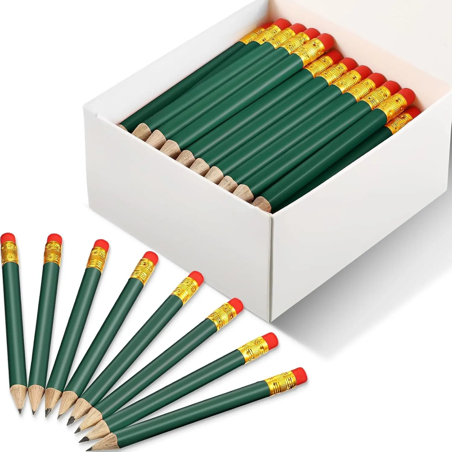 72 Pieces Golf Pencils with Eraser Mini Short #2 HB, Dark Green Pre Sharpened Bulk Pencils, for Bridal Shower Wedding Office Use, Scoring Forms, Classroom Supplies, Guest Book Use
