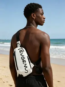 Trendy Letter Print Everyday Outdoor Sling Chest Bag, Adjustable Comfort Strap Waterproof Crossbody Purse, Popular Student Bag for Grocery, Friend Hangout & Street Style