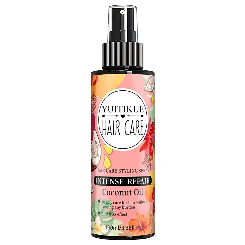 Yuitikue Coconut Oil Hair Styling Spray 100ML, Moisturizing, Heat Protection, Anti-Static, Smooths Frizz, Long-Lasting Shine