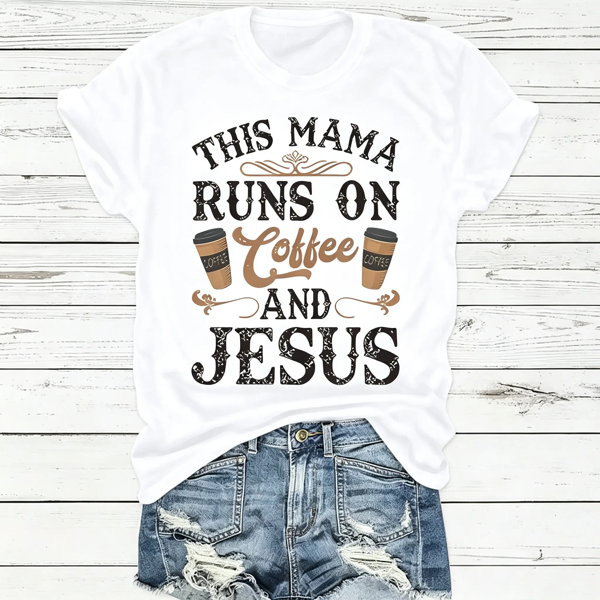 Coffee Print T Shirt Womens Crew Neck Short Sleeve Fitted Casual Streetwear Summer Daily Holiday Vacation