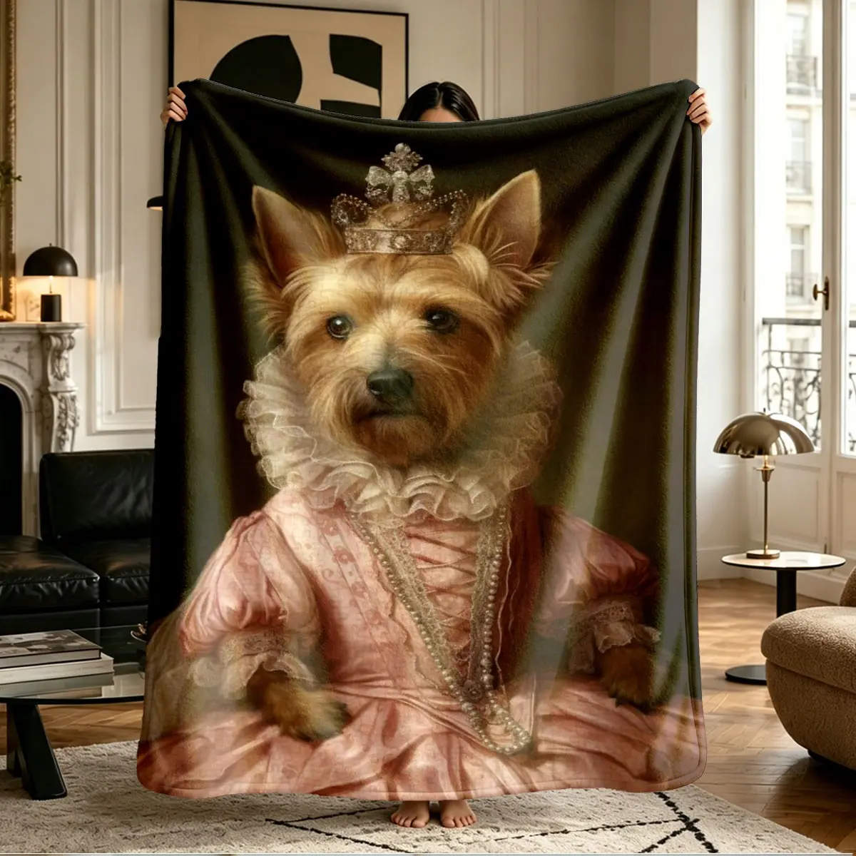 Comfortable Crown Court Dress Lady Yorkshire Print Flannel Blanket, Soft Warm Anti-Pilling, Ideal Gift for All Seasons