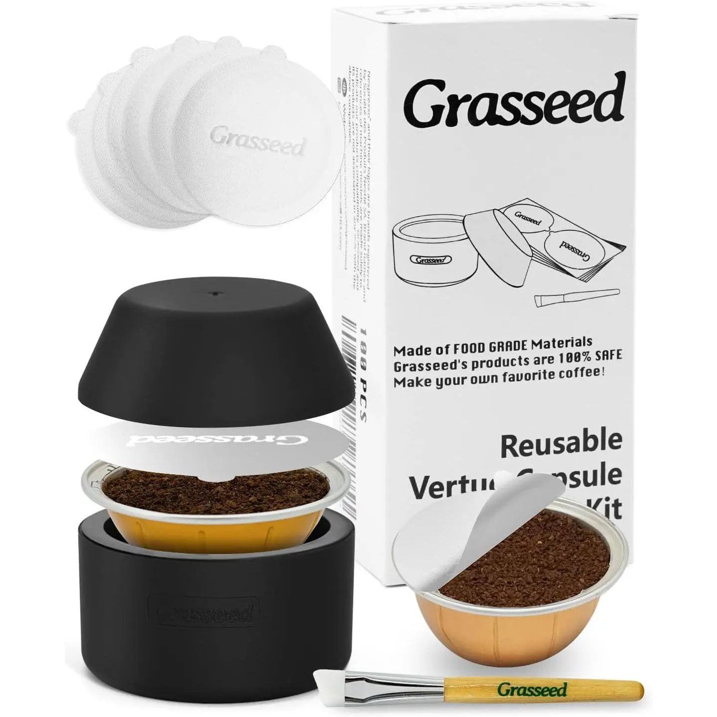 VertuoLine Capsule Kit for  Pods with 50 count  Foil Seals , Refillable Coffee Pods for VertuoLine to Refill Pods