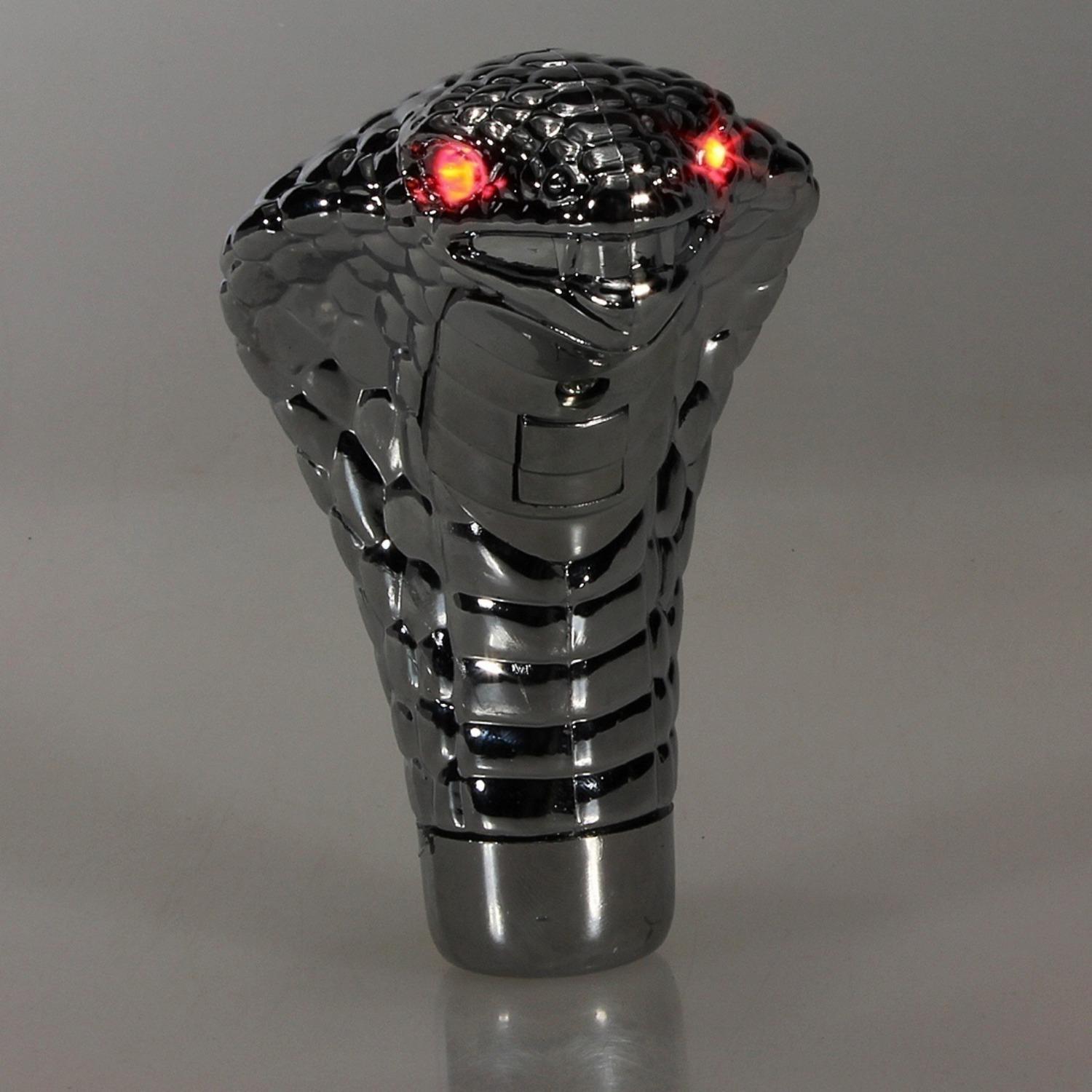 Universal Chrome Red Blue LED Eyes Car Cobra Manual Gear Shift Knob Snake Shifter