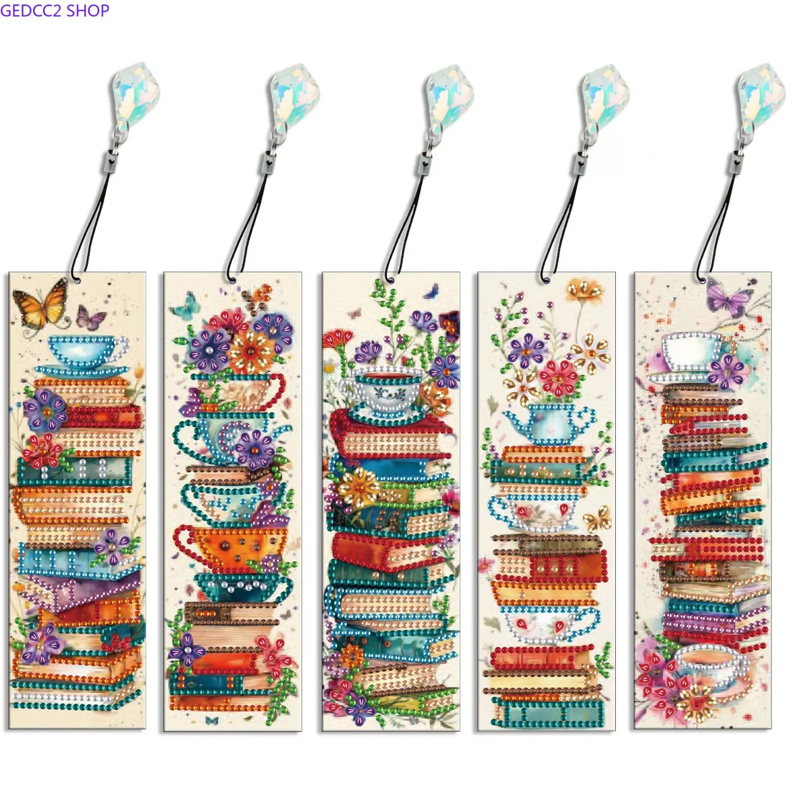 5PCS Diamond Painting Bookmark Kit - DIY Rhinestone Art Acrylic & Leather Bookmarks, Creative Reading Gift for Book Lovers (Sports & Outdoor Camping & Hiking Hammock Accessory)