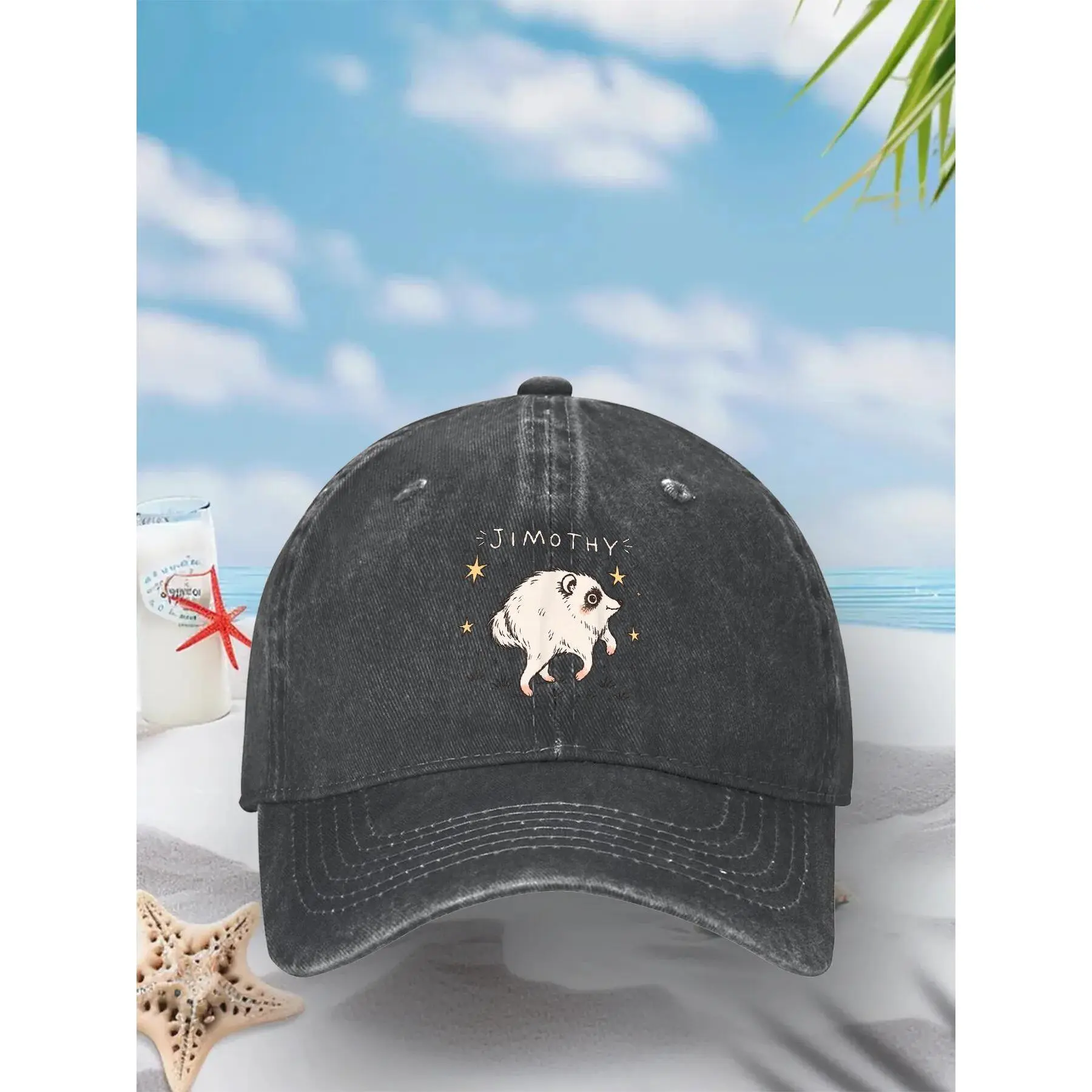 Jimothy Viral Seattle Raccoon Funny Baseball Cap - UV Protection, Curved Brim, Geometric Print, HD Graphic Art, 1 Size Fit, Casual Fashion Accessory