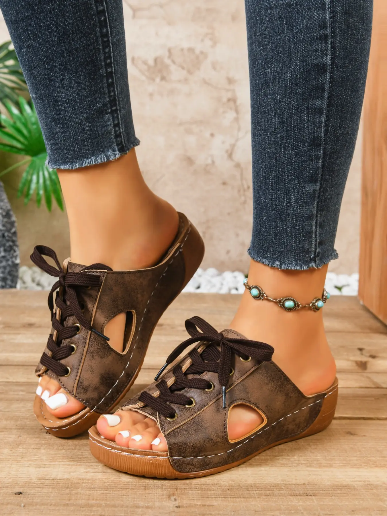 Women's Large Size Strap Heeled Sandals, Fish Mouth Design, Comfortable Thick Sole, European and American Style, Wholesale Summer Footwear, Casual Summer Sandals