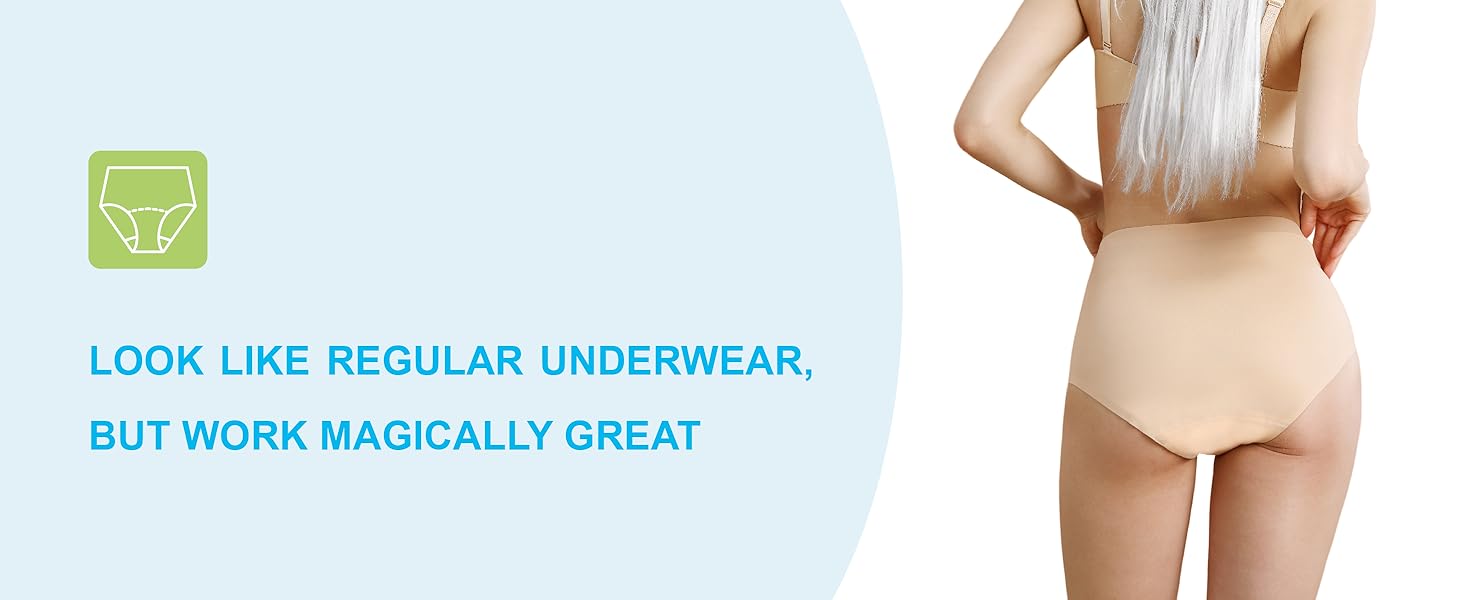 Absorbent Incontinence Underwear for Women Washable Leak Proof Seamless Urine Postpartum Protective Brief