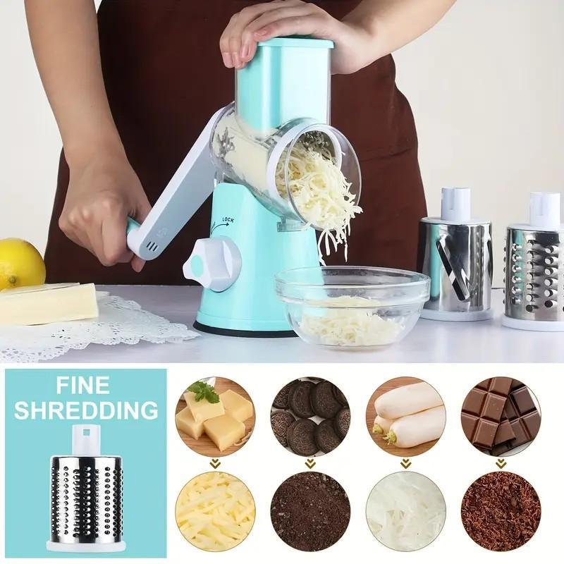 3 in 1 Manual Rotary Cheese & Vegetable Potato Grater, 1 Count Multifunctional Vegetable Chopper with Handle, Kitchen Utensils & Gadgets 3 in 1 Manual Rotary Cheese & Vegetable Potato Grater, 1 Count Multifunctional Vegetable Chopper with Handle, Kitchen Utensils & Gadgets