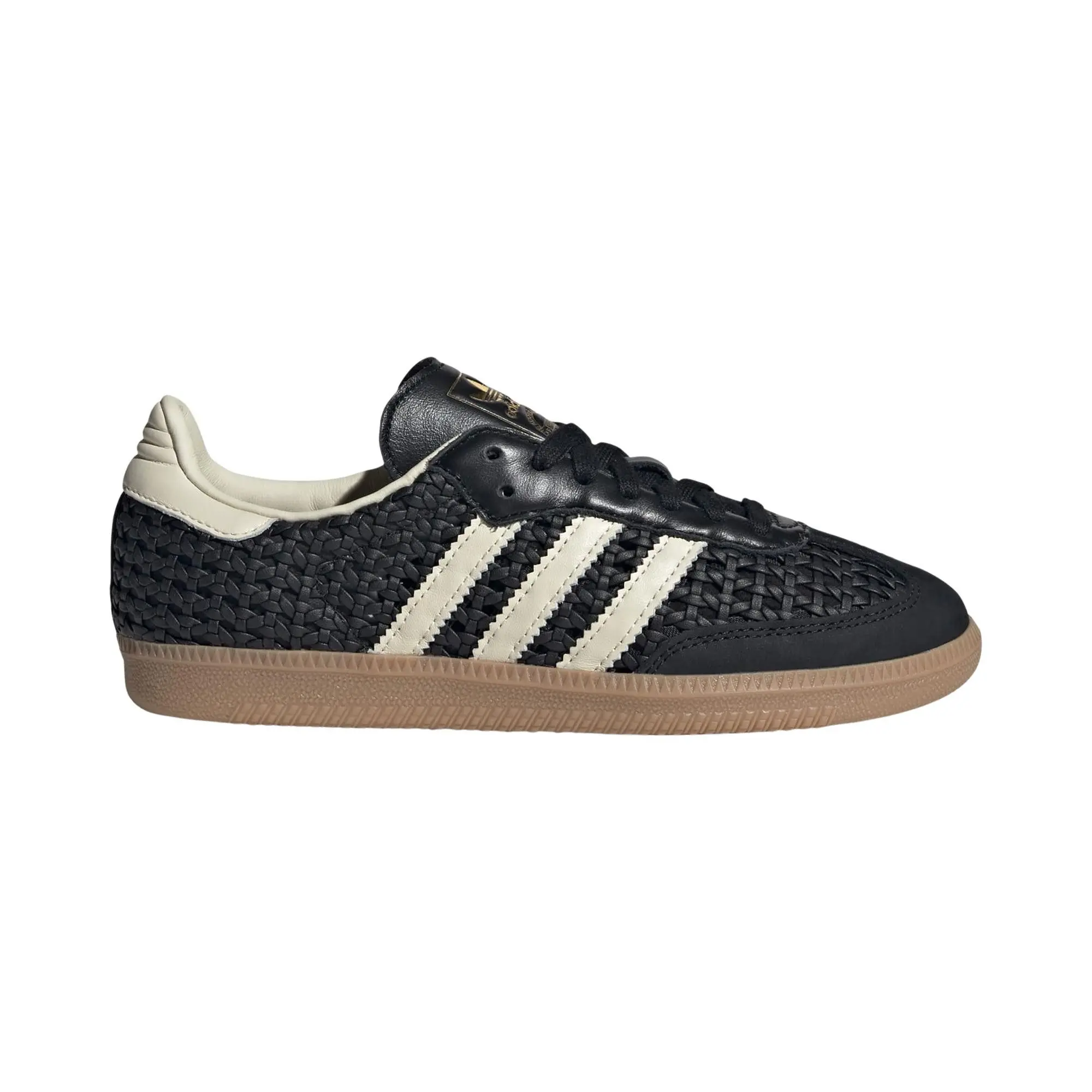 adidas Womens Samba OG 'Core Black Cream White Gold Metallic' (women's sizes) Core Black / Cream White / Gold Metallic training shoes HQ9282